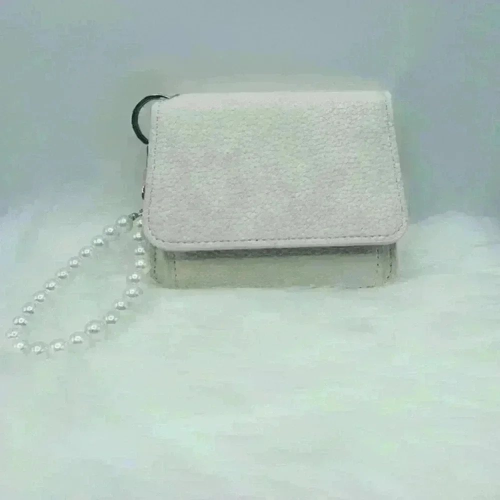 Elsa White Wallet w/ Faux Pearl Keychain Strap - Picture 1 of 6